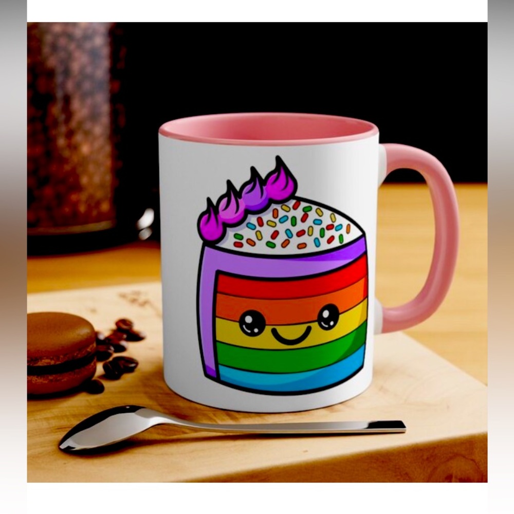 🌈🍰Kawaii Rainbow Cake Coffee Mug